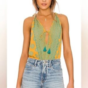 Free People Soul Of The Sun Bodysuit in Clemintine Combo NWOT